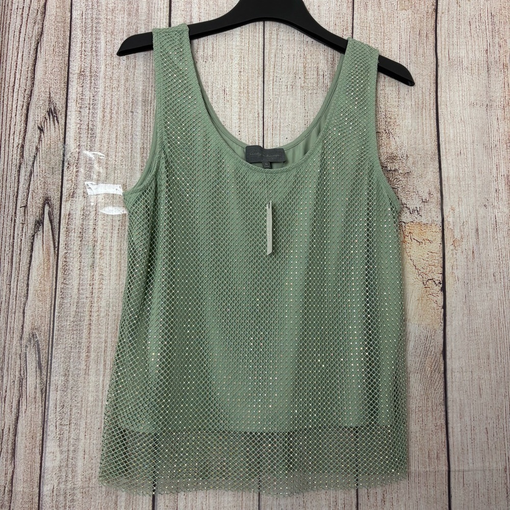 Anthropologie Sunday in Brooklyn womens Rhinestone Mesh Tank tops size XL - Picture 5 of 13